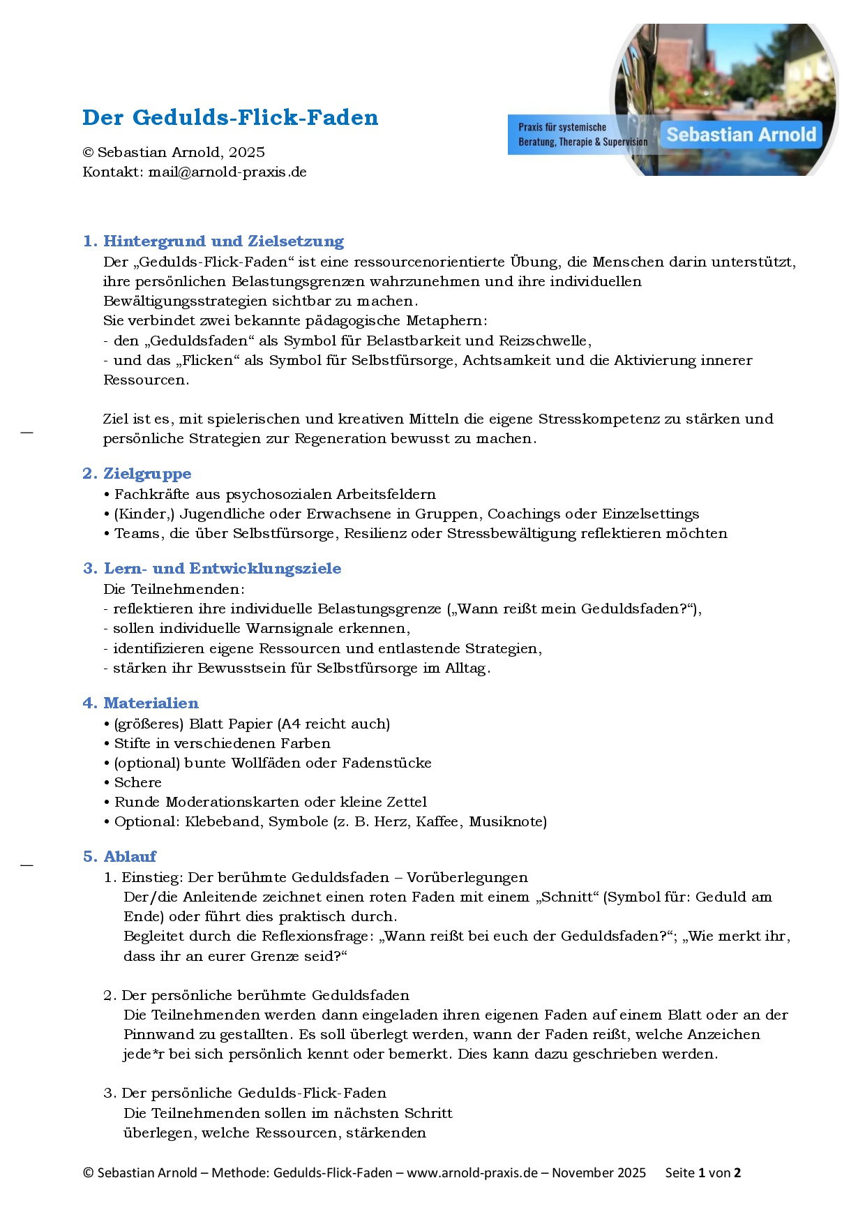 Gedulds-Flick-Faden – Seite 1